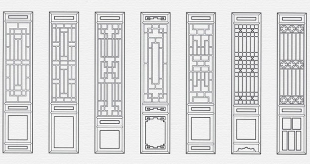 嘉峪关常用中式仿古花窗图案隔断设计图