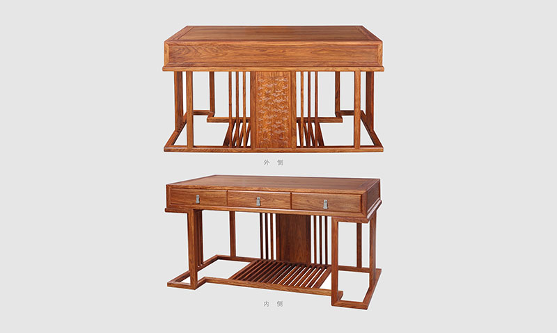 嘉峪关 别墅中式家居书房装修实木书桌效果图